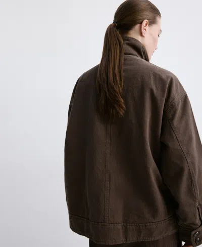 Mango Women's Pockets Oversized Denim Barn Jacket In Brown