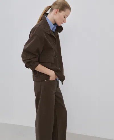 Mango Women's Pockets Oversized Denim Barn Jacket In Brown