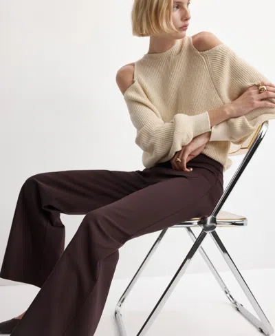 Mango Flare Leg Pants In Brown