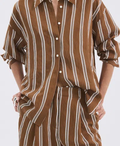Mango Classic Oversized Shirt In Brown