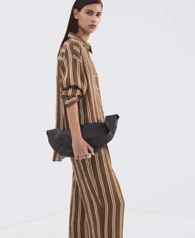 Mango Classic Oversized Shirt In Brown