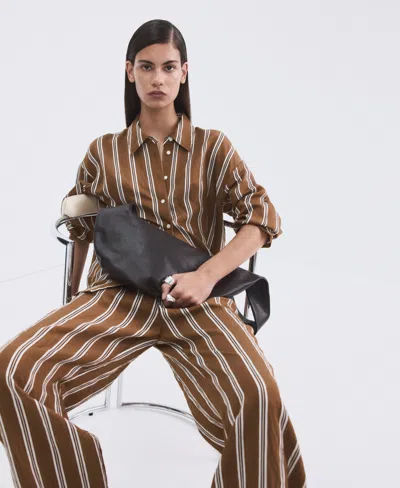 Mango Classic Oversized Shirt In Brown