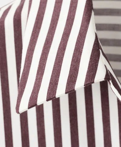 Mango Stripe Cotton Blend Button-up Shirt In Brown