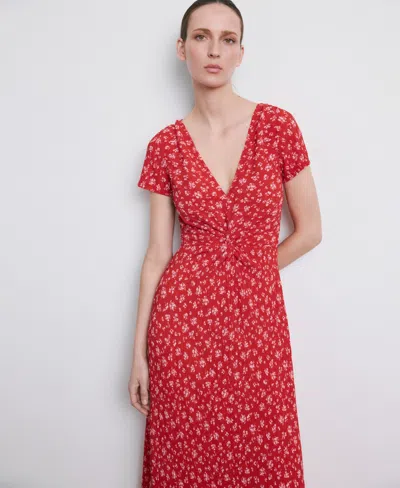 Mango Printed Midi-dress In Red