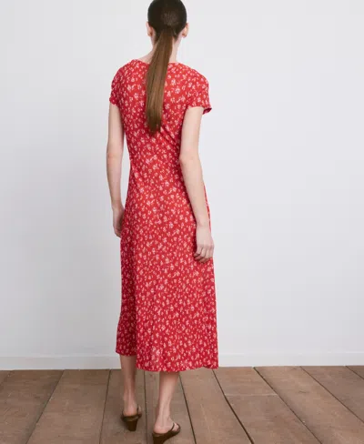 Mango Printed Midi-dress In Red