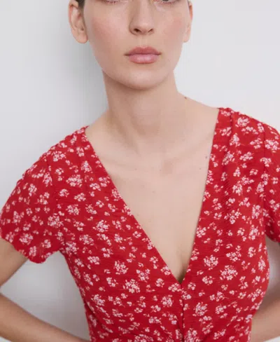 Mango Printed Midi-dress In Red