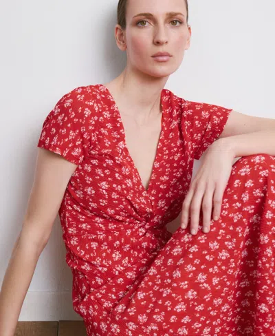 Mango Printed Midi-dress In Red