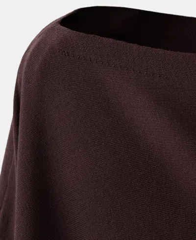 Mango Asymmetrical Knitted Cape Wine In Brown
