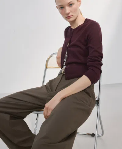 Mango Fine-knit Straight-fit Cardigan Wine In White