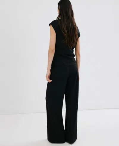 Mango Pull-on Straight Leg Pants In Black