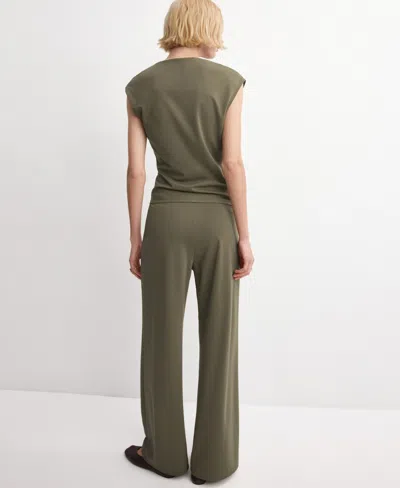 Mango Pull-on Straight Leg Pants In Green