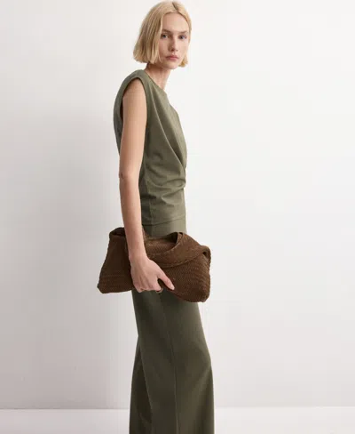 Mango Pull-on Straight Leg Pants In Green