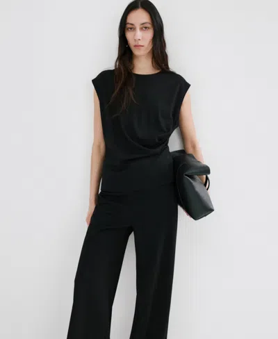 Mango Pull-on Straight Leg Pants In Black