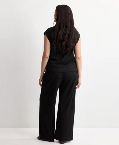 Mango Pull-on Straight Leg Pants In Black