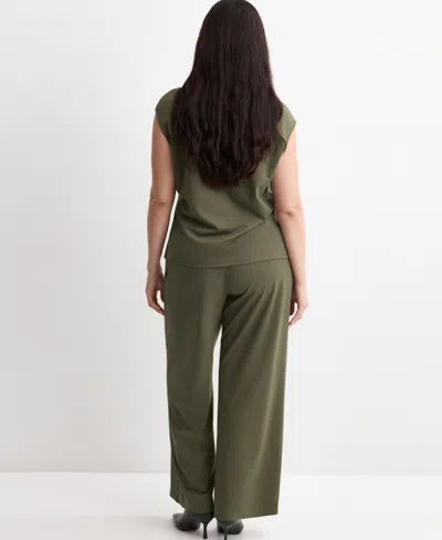 Mango Pull-on Straight Leg Pants In Green