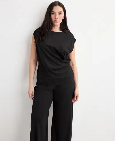 Mango Pull-on Straight Leg Pants In Black