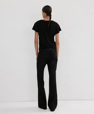 Mango Metal Detail T-shirt Black In Animal Print