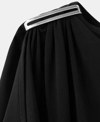 Mango Metal Detail T-shirt Black In Animal Print