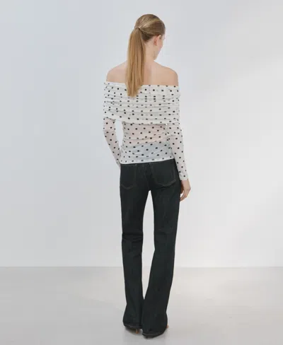Mango Polka Dot Strapless Top White In White