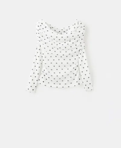 Mango Polka Dot Strapless Top White In White