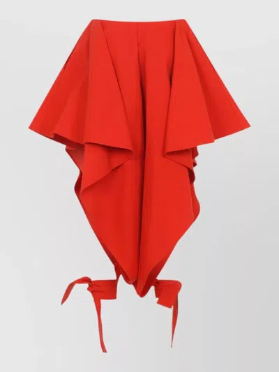 Alaïa Womens Orange Sanguine Ruffled Open-seam Cotton Trousers In Red