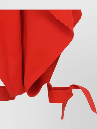 Alaïa Womens Orange Sanguine Ruffled Open-seam Cotton Trousers In Red