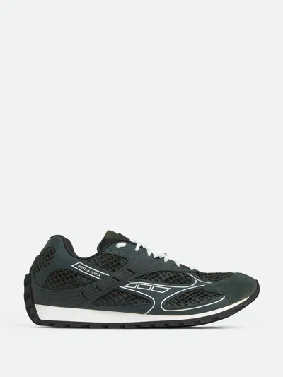 Bottega Veneta Orbit Mesh Running Sneakers Rubber Sole In Green
