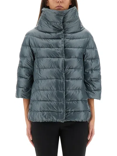 Herno Aminta Funnel-neck Three-quarter-sleeves Jacket In Blue