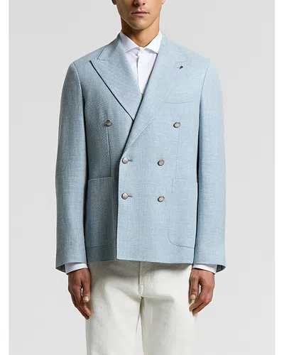 Peserico Six Button Double Breasted Blazer In Blue