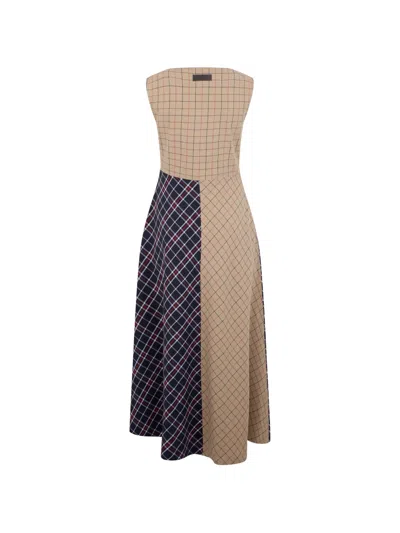 Barbour Checked-pattern Asymmetrical Dress In Blue