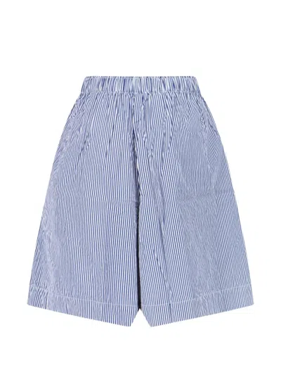 Daniela Gregis Straight Shorts Side Pockets Striped Pattern In Blue
