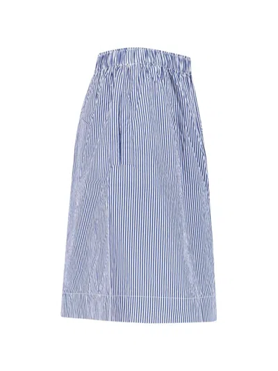 Daniela Gregis Straight Shorts Side Pockets Striped Pattern In Blue