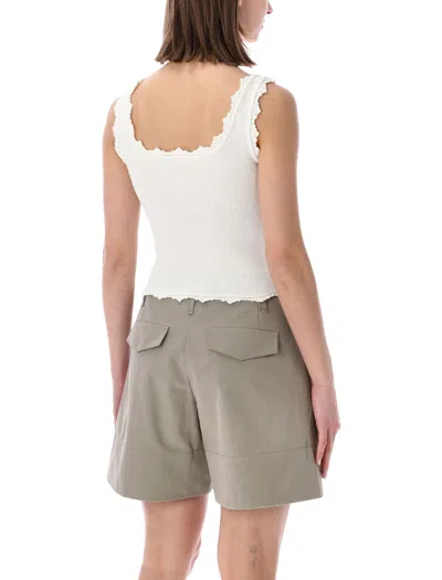 Low Classic Scalloped-trim Sleeveless Top In White