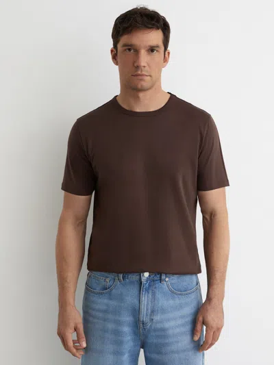 Reiss Brown Count Air-water Cotton Tailored-fit T-shirt In Brown