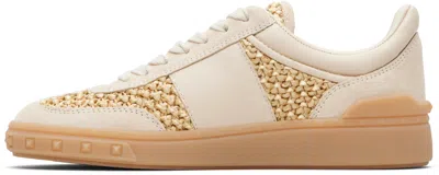 Valentino Garavani Upvillage Sneakers In Woven Raffia In Neutral