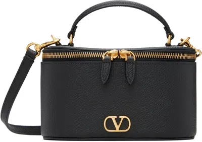 Valentino Garavani Vlogo Signature Mini Vanity Bag In Grainy Calfskin Woman Black Uni In Black