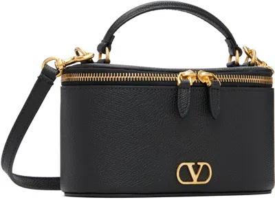 Valentino Garavani Vlogo Signature Mini Vanity Bag In Grainy Calfskin Woman Black Uni In Black