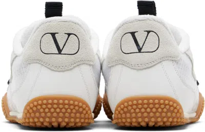 Valentino Garavani Amphibia Sneaker In Rubberised Calfskin And Split Leather Woman White 41