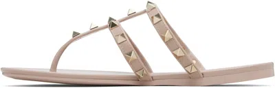 Valentino Garavani Woman Thong Sandal Light Brown Size 7 Rubber In Pink