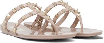 Valentino Garavani Woman Thong Sandal Light Brown Size 7 Rubber In Pink