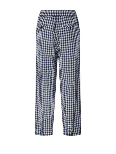 Dunst Checked Drawstring Trousers In Blue