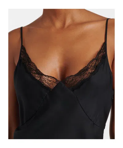 The Row Barina Lace-trimmed Silk-twill Midi Dress In Black