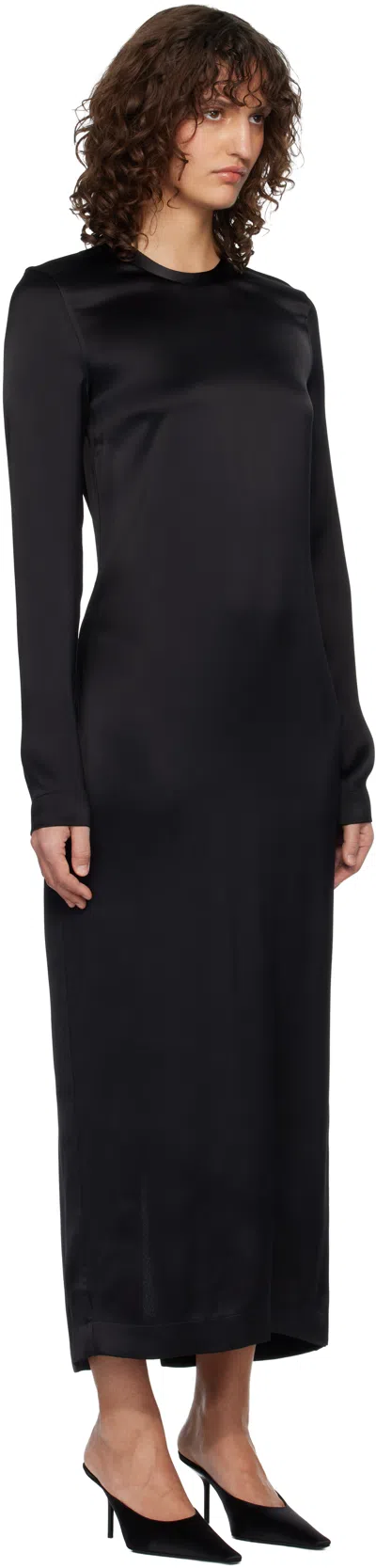 Totême Long-sleeve Slouch Waist Viscose Dress In Black