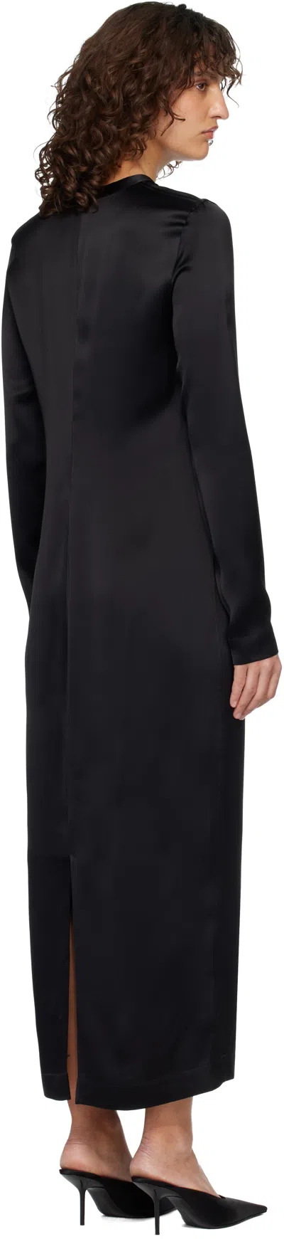 Totême Long-sleeve Slouch Waist Viscose Dress In Black