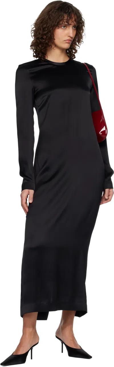 Totême Long-sleeve Slouch Waist Viscose Dress In Black
