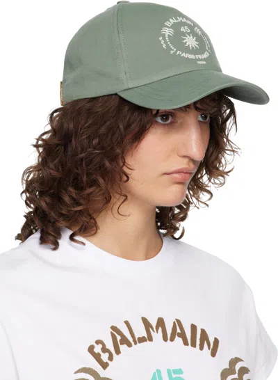 Balmain Logo Embroidered Baseball Cap In Blue