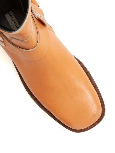 Balenciaga Santiago Distressed-leather Boots In Camel-brown | ModeSens