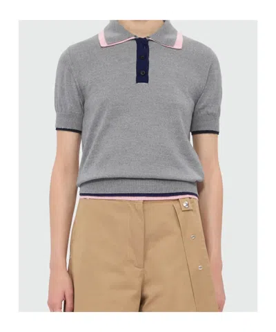 Msgm Buttoned Polo Shirt In Gray