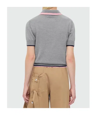 Msgm Buttoned Polo Shirt In Gray