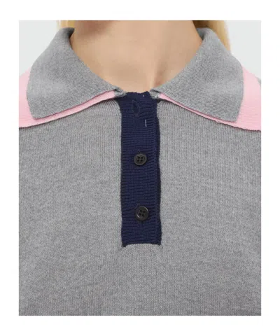 Msgm Buttoned Polo Shirt In Gray